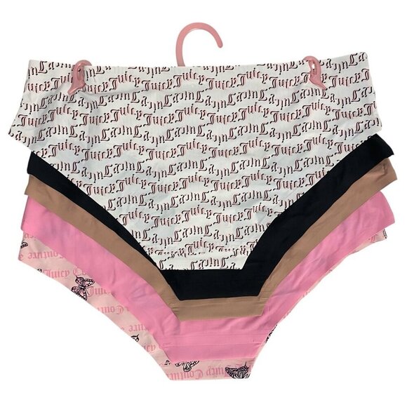 Juicy Couture Bikini Briefs Pink, Butterfly, Black, Beige Panties 5 Piece Set XL - Picture 2 of 4
